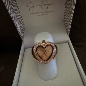 Jessica Simpson Rose Gold Heart Ring Watch